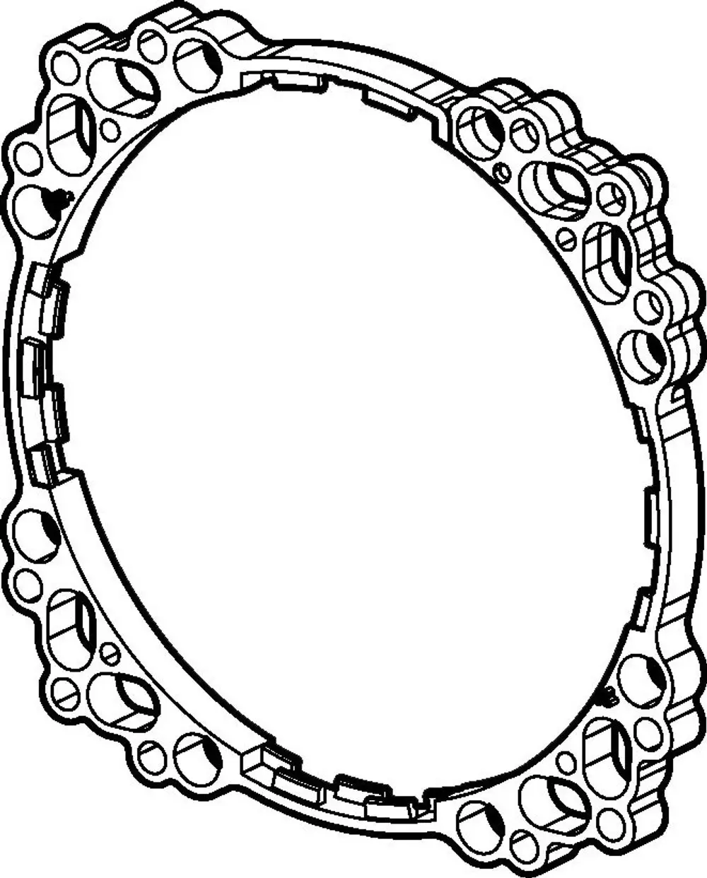 Durchsichtiger Ring von HANSA mit mehreren Aussparungen und einer ovalen Form, geeignet zur Verwendung in technischen Anwendungen oder als Verbindungselement.